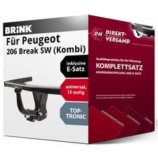 Anhängerkupplung starr + E-Satz 13pol universell für Peugeot 206 Break SW 02-