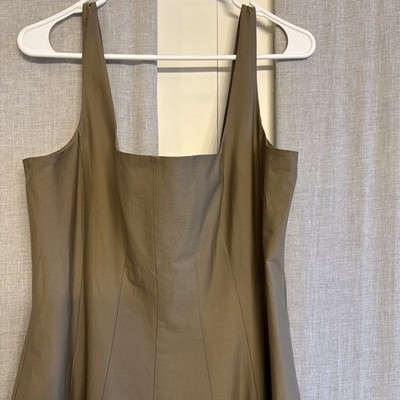 Staud Wells Dress Poplin Taupe Embroidered Size 12 | eBay