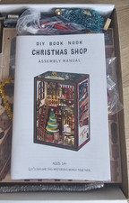 DIY Book Nook Miniature Kit, 3D Wooden Puzzles Bookend, Christmas shop