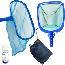 Professional Pool Cleaning Kit with Deep & Semi-Deep Skimmer Nets, 3-In-1 Water