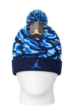 Jordan Jumpman Youth Pom Beanie Hat Blue Camo Midnight Navy NWT Size 8/20