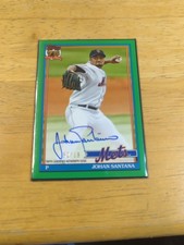 2026 Johan Santana Topps Series 1 Green Foil 1991 Topps Baseball Auto 52 /99