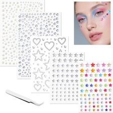 VVPESCA Star Face Gems Self-Adhesive Hair Jewels Women Rhinestone Stickers