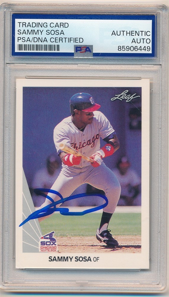 SAMMY SOSA 1990 LEAF #220 RC ROOKIE SIGNED AUTOGRAPH PSA DNA AUTHENTIC AUTO SP