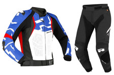 Veste/Pantalon En Cuir RICHA STRADALE 2PC Bleu/Blanc Pour Moto Yamaha/Suzuki/BMW