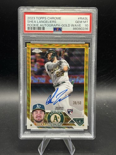 2023 Topps Chrome SHEA LANGELIERS RC Auto GOLD WAVE Refractor /50 RA-SL PSA 10