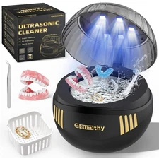 Ultrasonic Retainer Cleaner Machine 45Khz - Jewelry Cleaner with 6 LED Lights