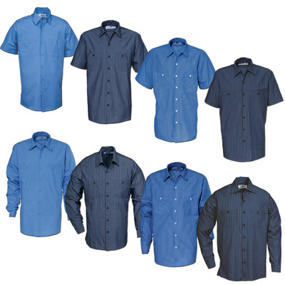 Reed Work Shirts Striped Button Down Auto Mechanic HVAC Technician Uniform #S