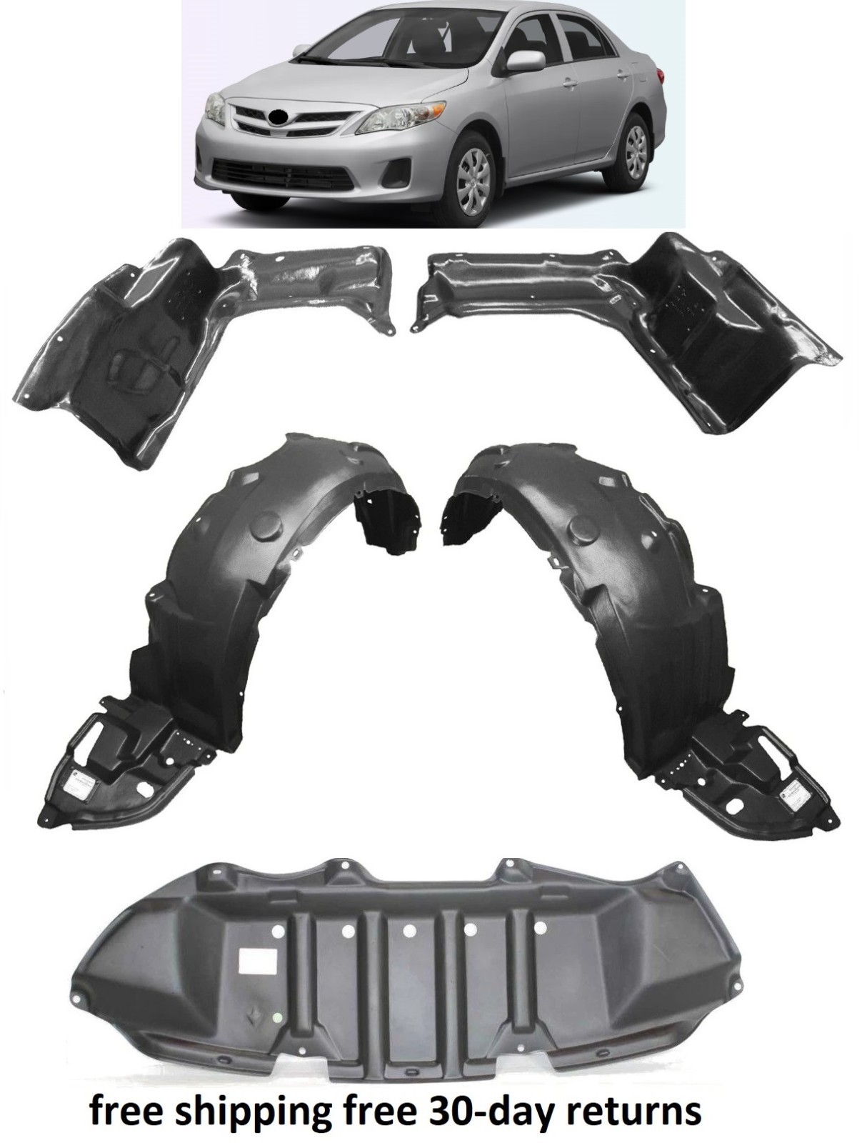 Fender Liner For Toyota Corolla 2011-2013 Left & Right Inner Fender Engine Cove