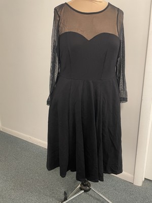 Torrid Size 12 Black Skater Dress Sheer Sleeves New $75 Mesh With Pockets |  eBay