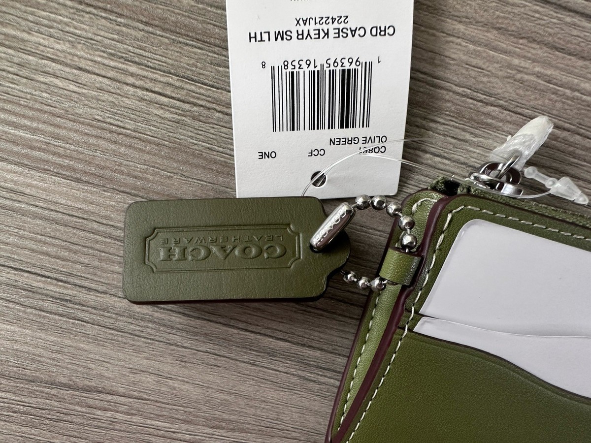 NWT Coach Wavy Zip Card Case In Coachtopia Leather W/ Key