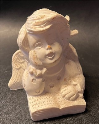 White Ceramic Cherub Figurines ''The Reading Angel''