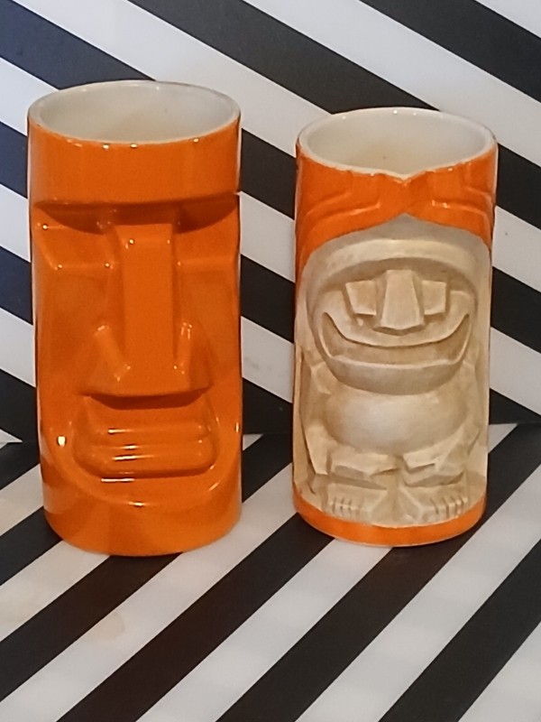 Zen Tiki Lounge Mug Set 2014 PopTiki Orange Lil Dick Ku Big Richard Podcast