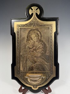 French Gilt Silver w/ 2 Diamonds by Henri Louis Chenailler Holy Water Font