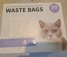 Cat Litter Box Liners - 50 Count Unscented Two-Way Large Drawstring Tear Le...