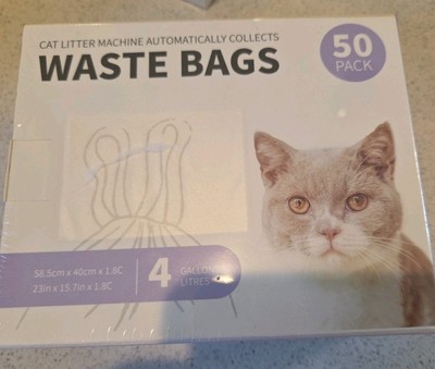 Cat Litter Box Liners - 50 Count Unscented Two-Way Large Drawstring Tear & Le...