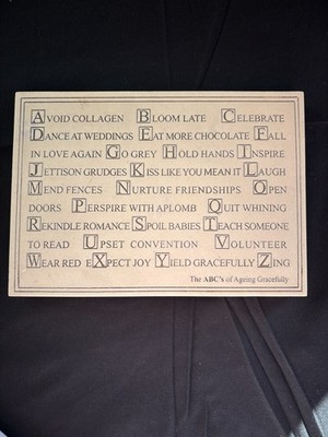House Parts Inc. ABC's of Life White Marble Plaque, Hang Or Use Attached Stand