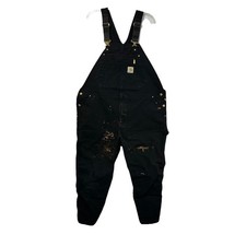 Vintage Carhartt Men's Bib Overall 46x30 Black Distressed Duck Overalls Bibs USA