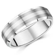 Titanium Ring and Silver 5mm / 7mm Bevelled Edge Wedding Band