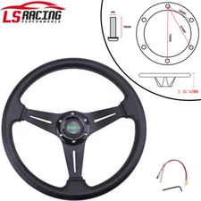 14" Universal Racing Steering Wheel Aluminum Drifting Deep Dish Black US