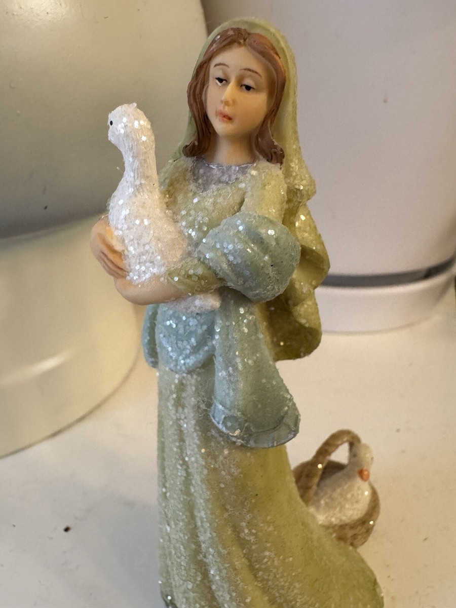 Hawthorne Village Heavenly Blessings Christmas Tree Nativity Lady with  Goose