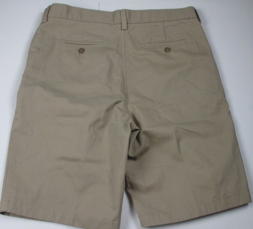 LANDS END Khaki School Uniform Plain Front Cotton Chino Shorts Boys 20 NEW - Picture 2 of 7