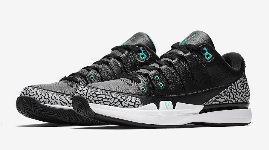 Nike Zoom Vapor Air Jordan 3 RF Atmos Black Clear Jade Size