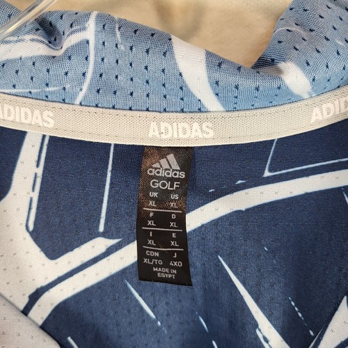 Adidas Golf Palm Leaf Mesh Polo Shirt Blue Lightweight Men's XL Excellent Condi - Picture 3 of 4