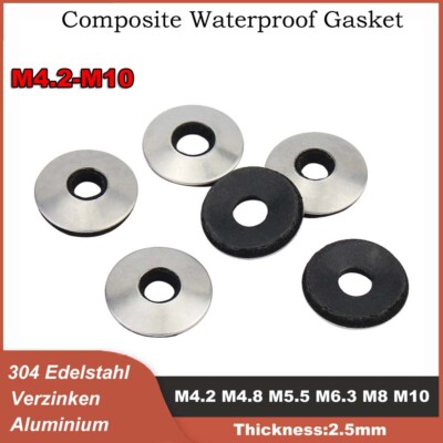 304 Edelstahl Kleben Dichtscheiben Composite Waterproof Gasket SIZE M4.2~M10