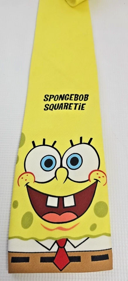 Gravata Nickelodeon Bob Esponja Vintage 2004 Desenho Animado Engraçado Viacom Amarela - Imagem 3 de 4