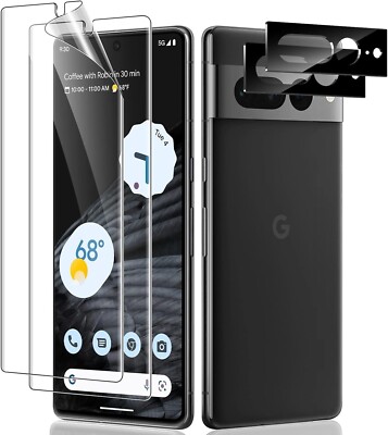 [2+2 Pack] Google Pixel 7 Pro Screen & Camera Lens Protector Scratch Resistant