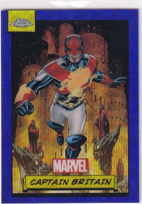 Topps Marvel Chrome 2024 No. 75 Captain Britain Blue Wave Refractor 110/150