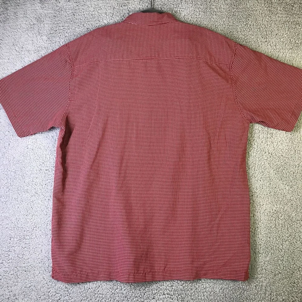 Quiksilver Shirt Adult Large Red White Plaid Button Down Short Sleeve Pocket Men - Image 2 of 4