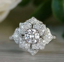 Sparkle White 4.38CT Brilliant Cut Diamonds Pretty Flower Cluster Design Ring