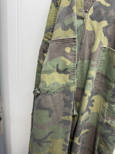 Vintage Liberty Bib Overalls Mens Size 40X30 Green Camo Double Knee USA Hunting - Picture 17 of 20