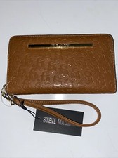 STEVE MADDEN WALLET WRISTLET COGNAC STAMPED LOGO VERY DIFFERENT  