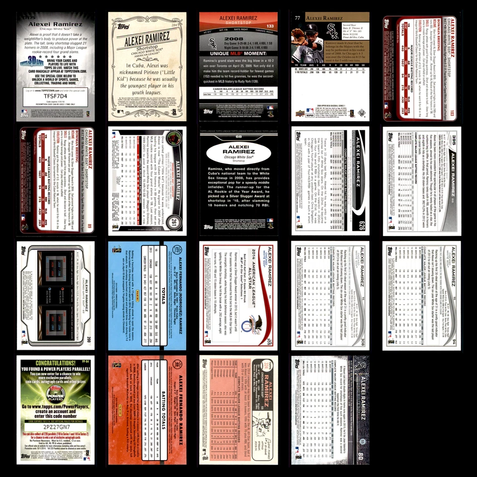 Лот из 19 бейсбольных карточек с Алексеем Рамиресом коллекция Chicago White Sox 2009-2015 годов выпуска - Изображение 2 из 4