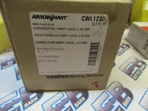 Arrow Hart CWL1230C (BOX OF 10) TL Connector 30 Amp 480 Volt 3P 3W L1230C -NEW-B