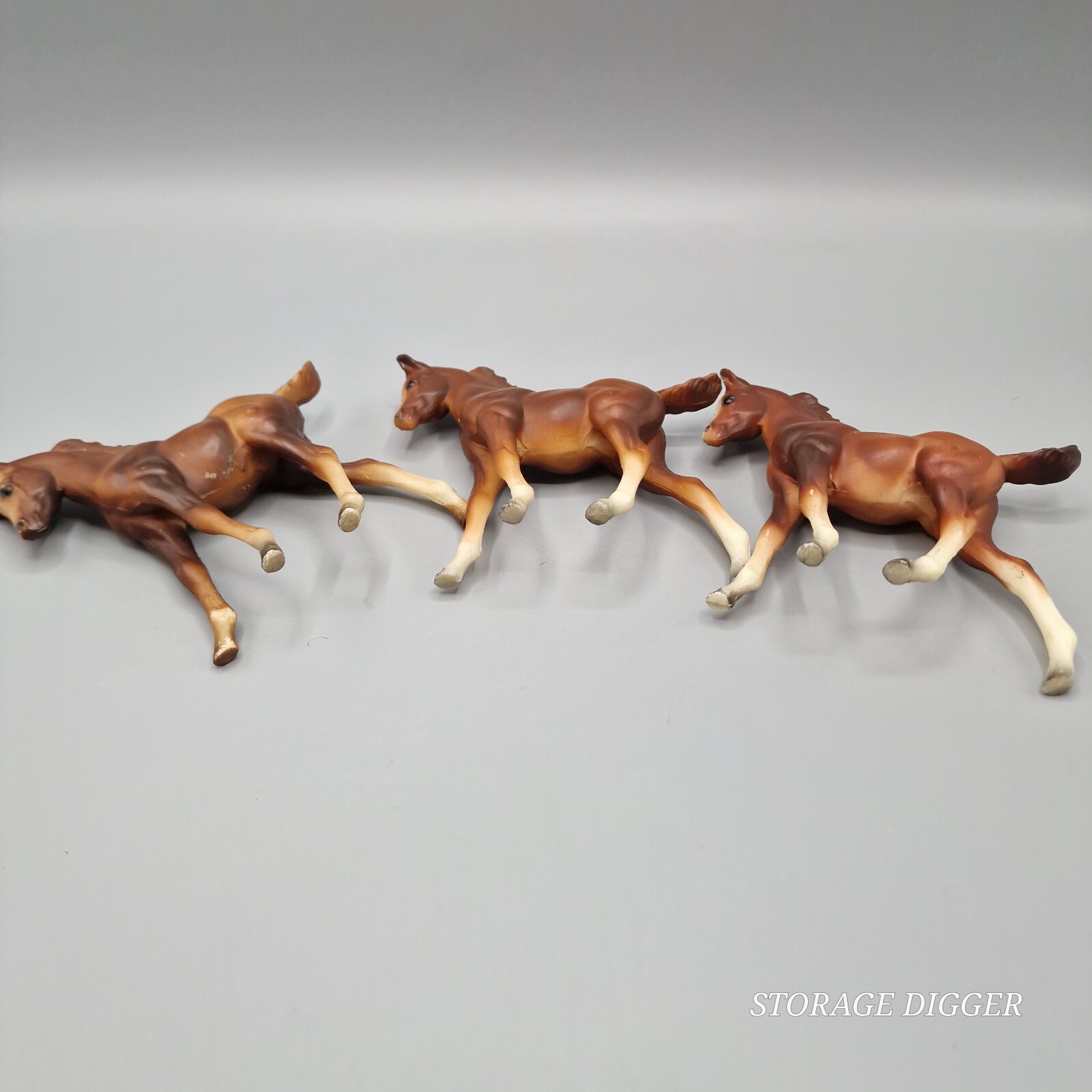 VTG Unmarked Classic Arabian Family Brown Chestnut Foal Model Horse - Lot of 3