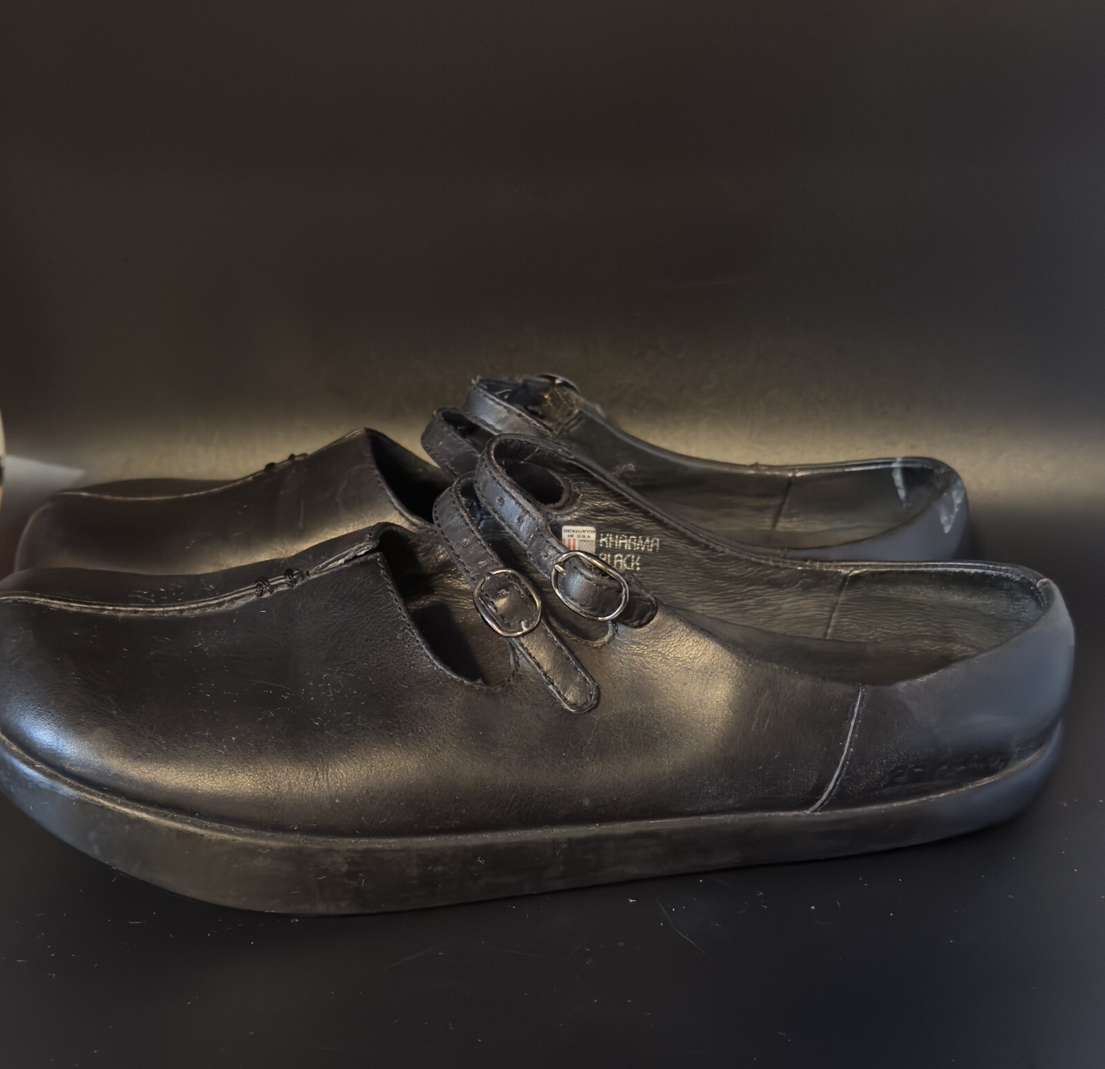 Kalso Earth Women's Kharma Mule Clog Size 8.5B Black Leather Slip On