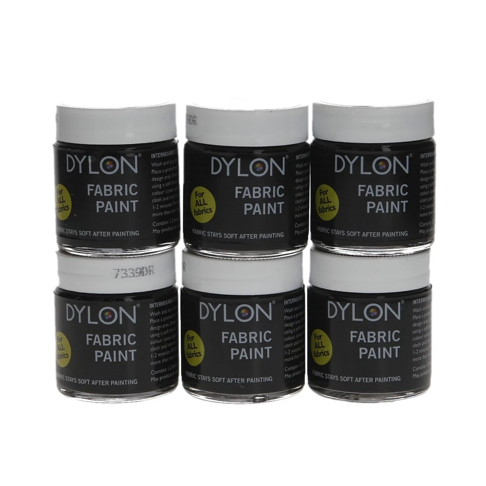 Dylon Stofffarbe 25ml 6 x weiß insgesamt 6 Töpfe Stofffarbe