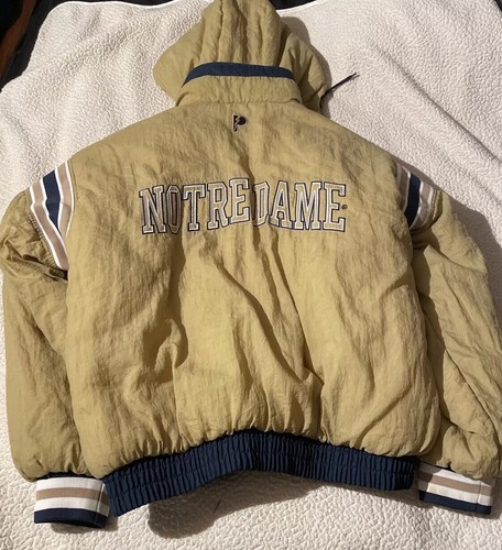 Giacca Cappuccio Vintage Pro Player NOTRE DAME COMBAT IRISH REVERSIBILE Varsity XL - Foto 12 di 14