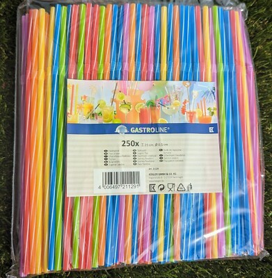 Flexible Trinkhalme Strohhalme Plastik in vielen bunten Farben mit Knick Mehrweg