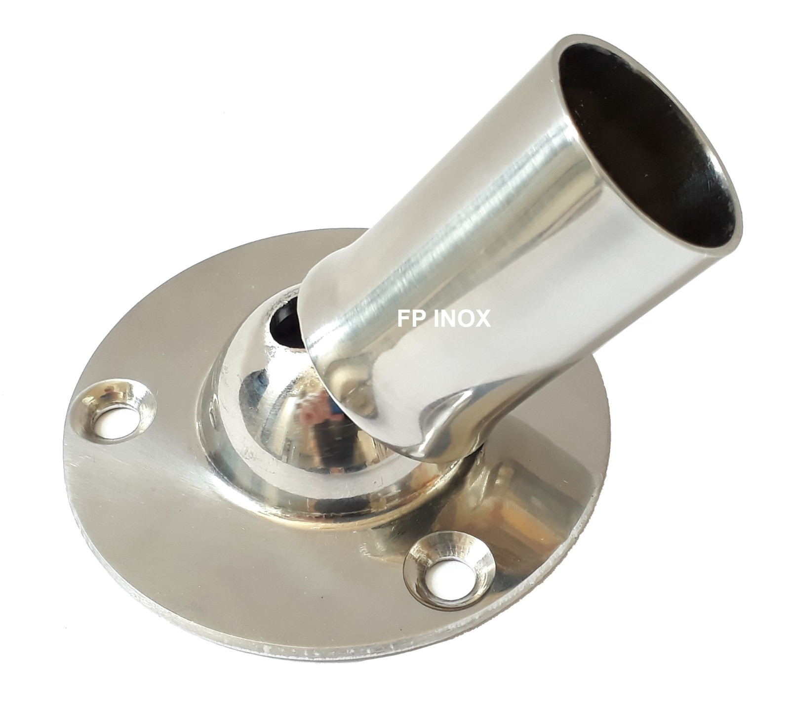 Embase 25mm inox 316 platine ronde inclinable pour tube et accastillage