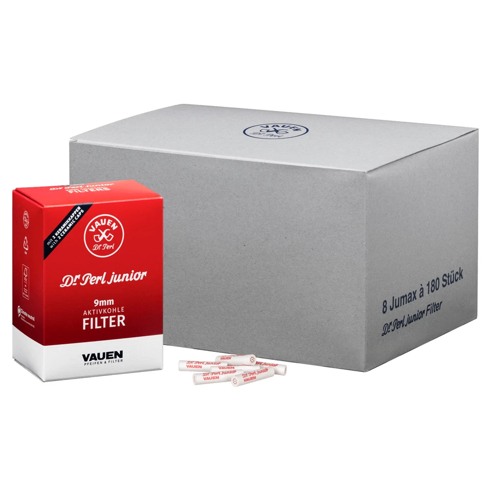 6x 180er Dr. Perl Filter Junior JuMax  = 1080 Aktivkohlefilter 9 mm  VAUEN SET - Bild 2 von 4