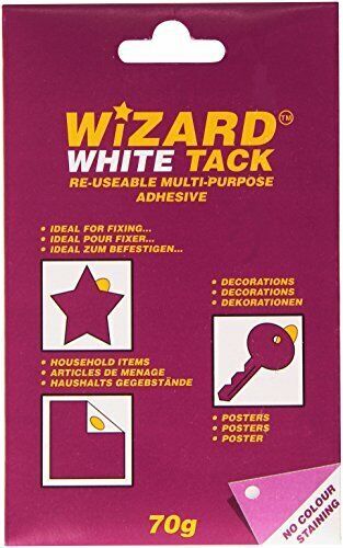 3 x White Tack Wizard Sticky Tac Reusable White Adhesive Putty 70g