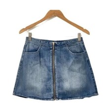 Rewash Vintage Reunion Blue Denim Skirt Juniors Size 7 - Zip Front Closure