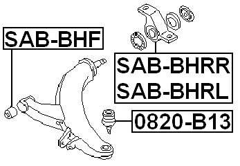 Brazo de control inferior delantero izquierdo buje trasero FEBEST SAB-BHRL 20201-FA060 para Legacy Foto 2 de 3
