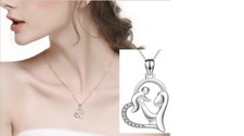 STERLING SILVER SIMULATED CUBIC Zirconia Heart Mom Daughter Pendant Necklace E4