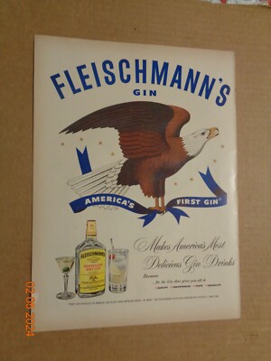 Vintage Print Ad -1951 for Fleischmann's Gin and Jantzen Swim Suits Eagle
